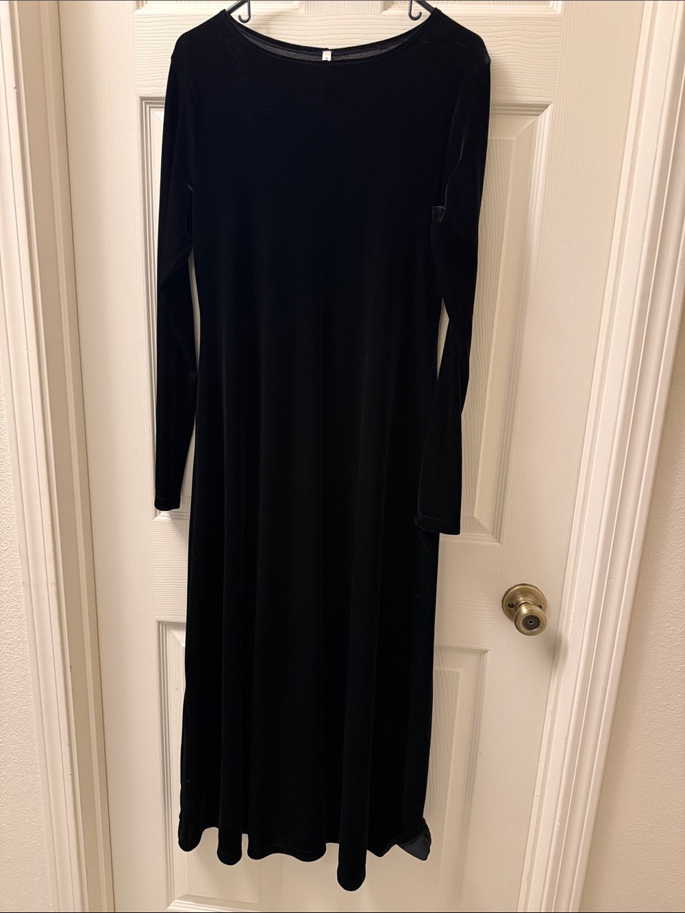 White Stag Black Velvet Maxi Dress with Long Sleeves